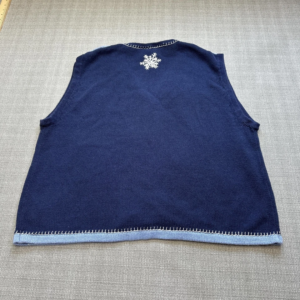 Chaleco Suéter All Points Mujer 18W 20W Azul Escarchado Muñeco de Nieve Copo de Nieve Vacaciones Foto 3 de 4