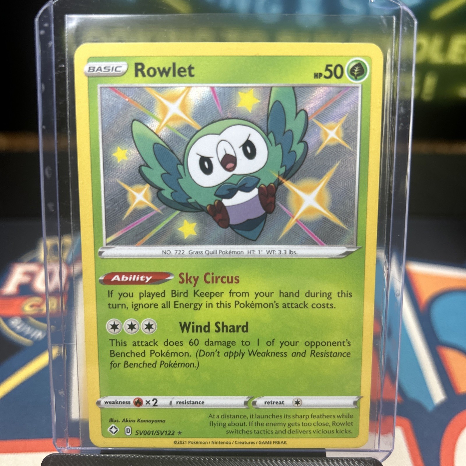 Rowlet - SV001/SV122 Shining Fates SHINY Holo Rare Pokemon - NM