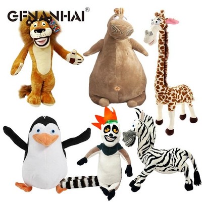 20-35cm 6 Styles Madagascar plush toy stuffed soft animal dolls giraffe hippo li