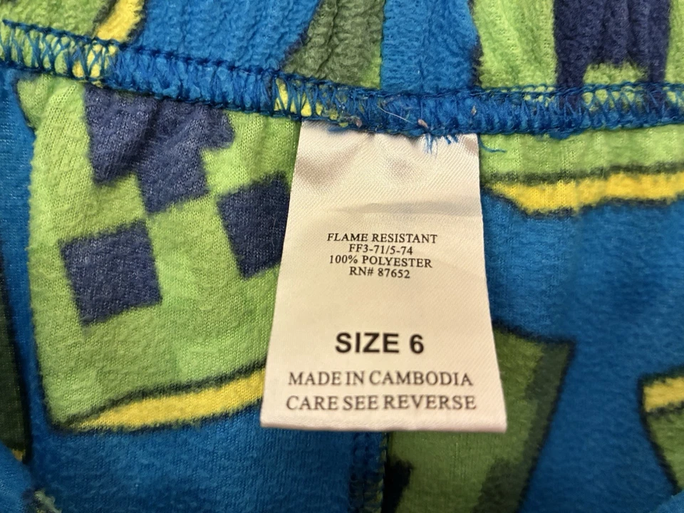 Niños Niños Minecraft Estampado Acogedor Polar Cintura Elástica Pull On PJ Pantalones Azul Talla 6 Foto 2 de 4