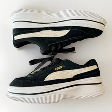 Pre-owned Puma Wmns Deva Suede Sneakers, Size 7.5, Black Marshmallow 372423-03