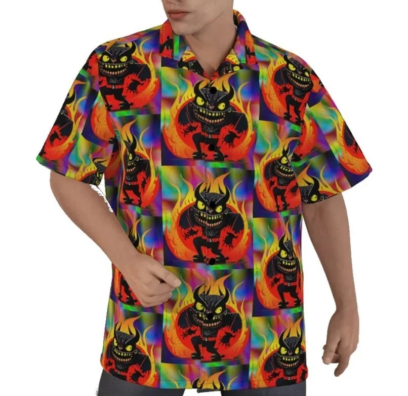 Devil Shirt Biker Demon Devil Cartoon Hawaiian Shirt