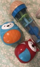 Baby Toys Rattles Hape & Skip Hop - Lot Of 3  - Good Used Condition!