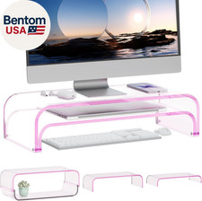 Acrylic Dual Monitor Stand Riser 2 Tier, Modular Laptop Stand for Desk, Multifun