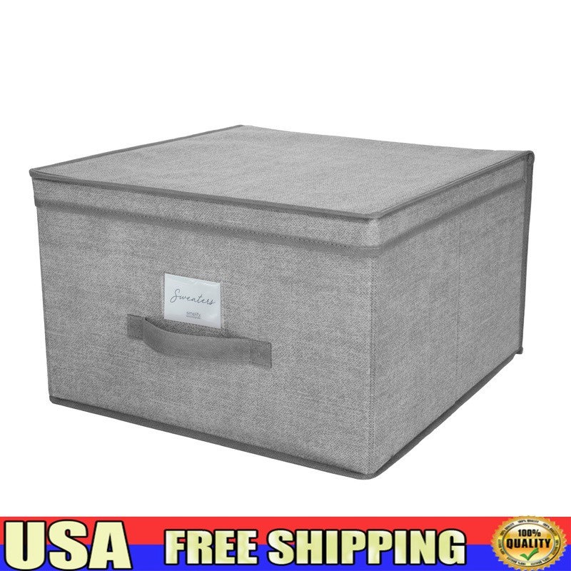 Jumbo Lidded Fabric Storage Box Non-Woven Stackable Organizer Closet Bedroom New