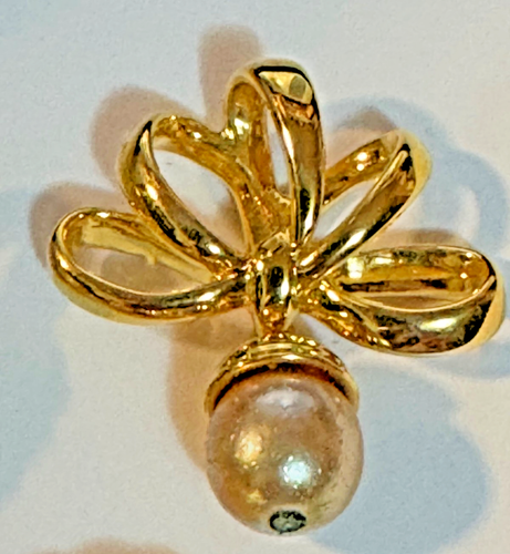 Set of 3 Nolan Miller Pendants Rhinestone Heart Blue Stone & Pearl on Gold Tone - Picture 4 of 6