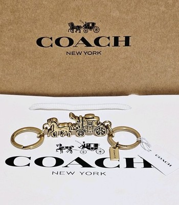 NEW Coach Brass Horse & Carriage Valet Bag Purse Charm Keychain