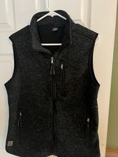 Cody James Men's Black Gray Zip Vest with Zipped Pockets Size M
