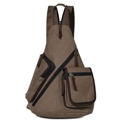 Canvas Sling Bag - Casual Crossbody Shoulder Daypack Rucksack Backpack for Me...