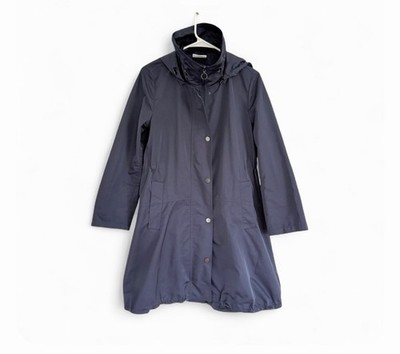 Akris Punto Women s Jacket Coat Hooded Navy Water Resistant Size 8 Preppy Luxury