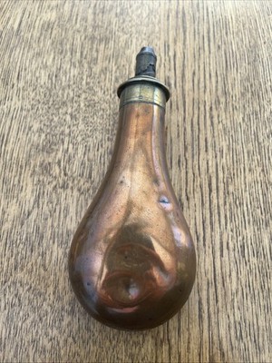 Großer antiker Kupfer & Messing Vorderlader Schwarzpulver Kolben