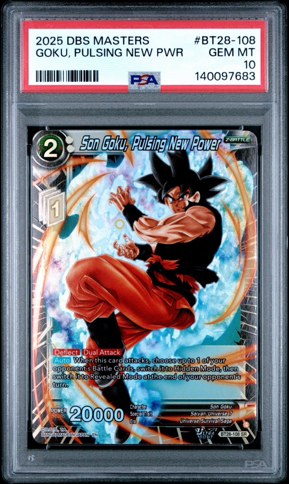 PSA 10 Dragon Ball Super Son Goku Pulsing New Power SR BT28-108 Foil EN