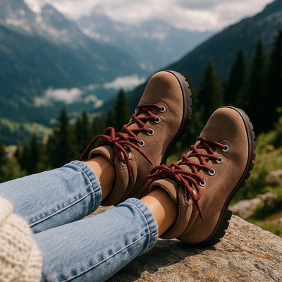 Vasque Hiking Boots Brown Red Italy Cowhide Leather Vibram Vintage Womens Size 7