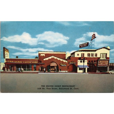 The Brown Derby Restaurant Hollywood CA Postcard PC424