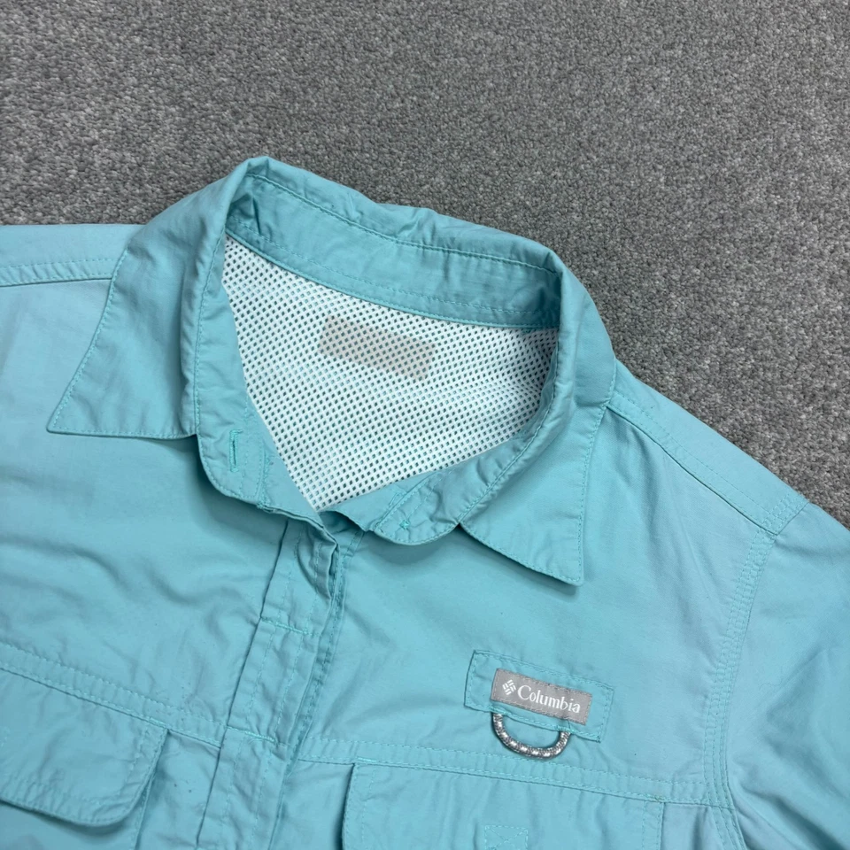 Columbia Shirt Womens Small Blue Button Up Hiking Hawaiian Beach Trail Lady - Image 3 of 4