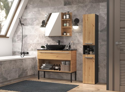 BDW Badezimmerschrank, Wäschekorb 2 - Türen 174 x 31 x 30cm Unterschrank NEL III - Bild 4 von 45