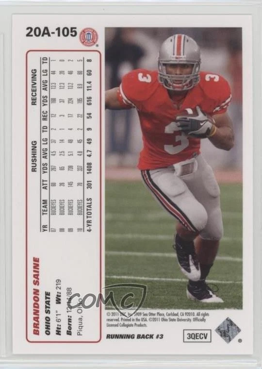 2011 Upper Deck 1991 UD 20th Anniversary Brandon Saine #20A-105 - Image 2 of 2