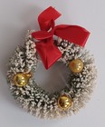 2 Vintage 4" Flocked Bottle Brush Wreaths Mercury Bulbs Mini Christmas Ornaments — photo 2