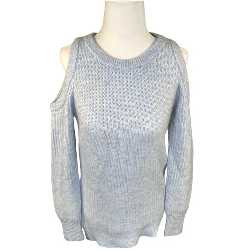 Michael Kors Wool-Blend Peekaboo Sweater Cold Shoulder Blue XS - Picture 2 of 13
