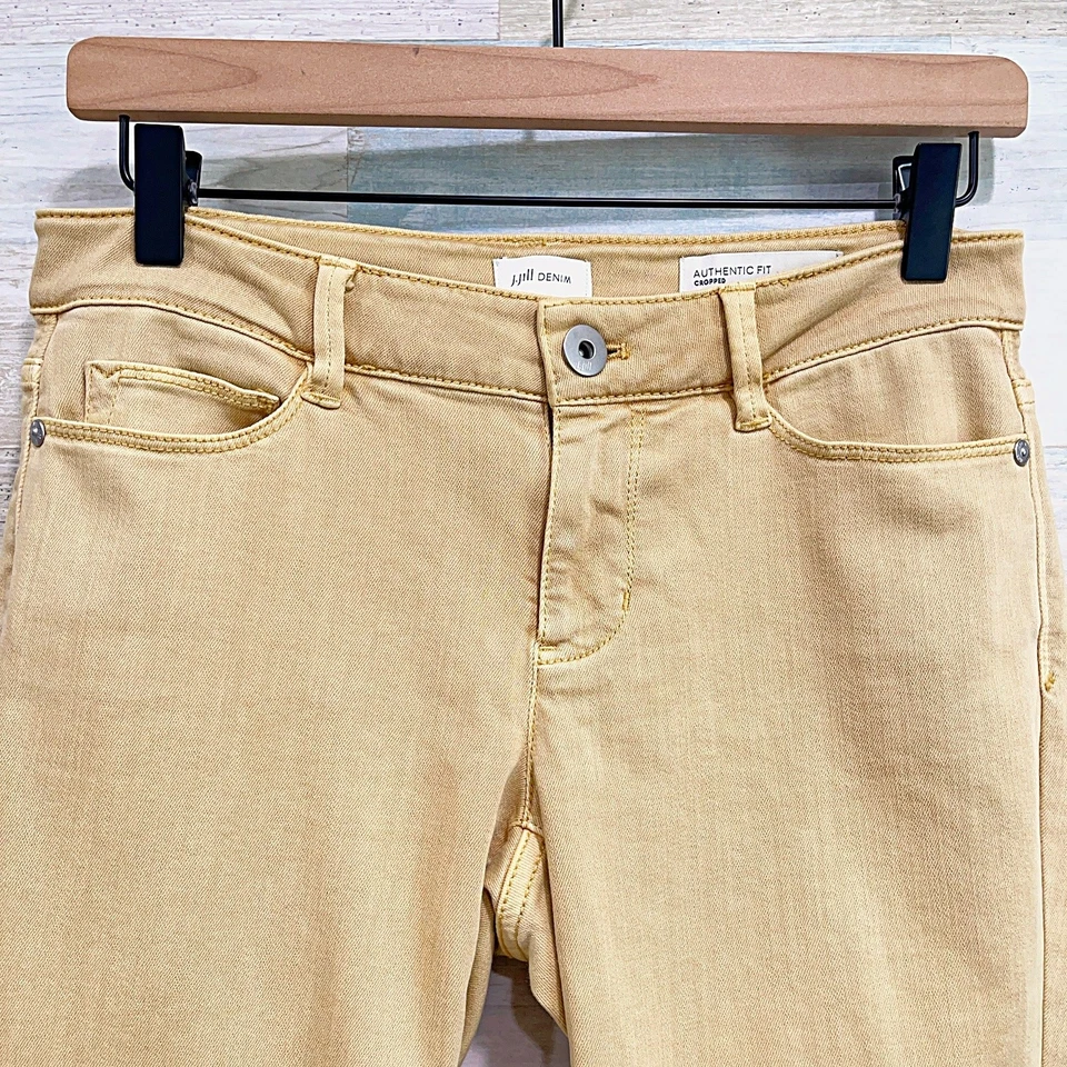 J Jill Denim Authentic Fit Cropped Jeans Yellow Low Rise Womens 2P 2 Petite - Image 2 of 4