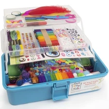 Craft Kits Library in a Plastic Craft Box Organizer- Craft and Art Supplies f...