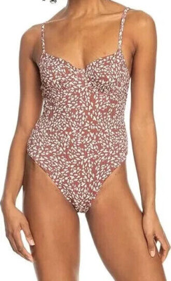 Roxy Ribbed Love The Muse UW Ribbed One Piece Swimsuit Womens S Anamalia Dots