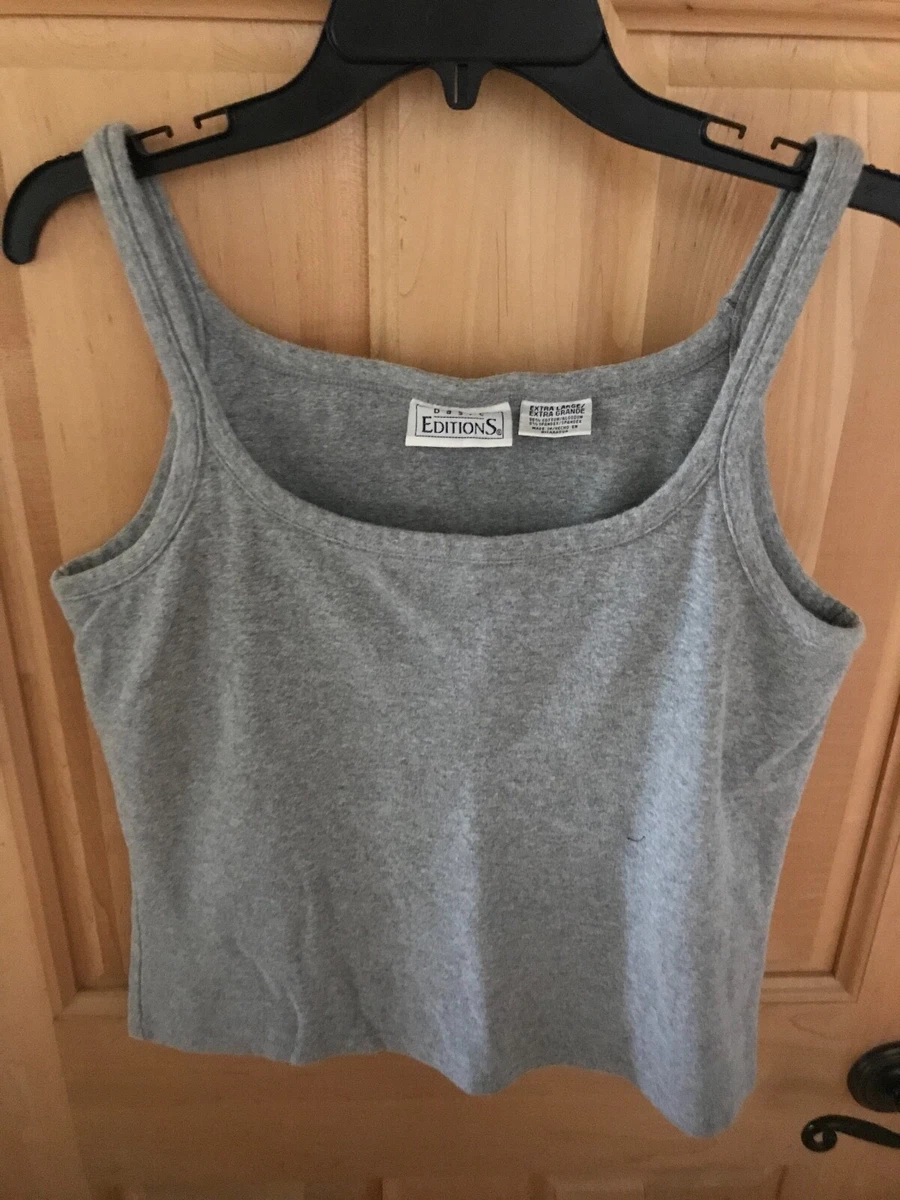 Basic Editions Women's Gray Athletic Tank Top Built in Bra