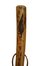 Walking Stick, Feather Carving, Hand-carved Hardwood Hiking Staff, Made in USA
