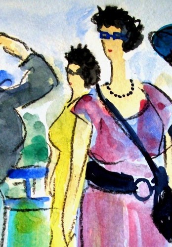 Aquarell-Kunstdruck DIN A4 – Damen auf Schiffsausflug – Kunst von Gaby Köhler - Bild 4 von 7