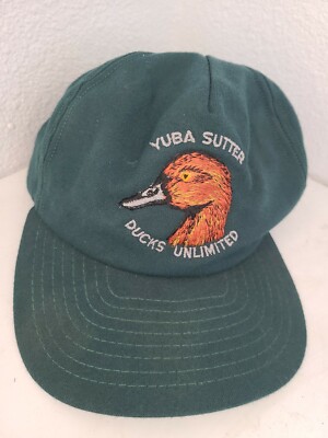 Chapeau De Chasse Vintage Années 80 'Canards Illimités' - Vert Fluo, Nylon, Style Réglable