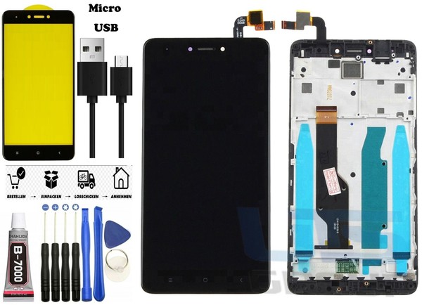 FüR Xiaomi Redmi Note 4X Lcd Bildschirm Display Touchscreen Rahmen Schwarz-image