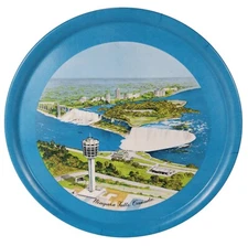 Vtg Retro Mid Century Niagara Falls Round Tray Platter Ornamold Canada Ornamin