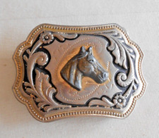 Brass Horse Head Belt Buckle 2" x 3" Fits 1.75" Belt