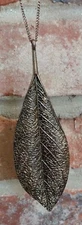 ZAD 30" Copper Colored Chain Necklace with 5" Very Detailed Leaf Pendant
