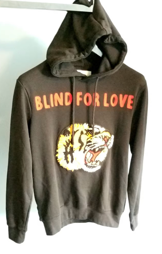 Mens Gucci Embroidered Blind For Love Tiger Hooded