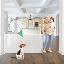 Extra Wide 85" Retractable Dog Baby Gate - Indoor/Outdoor Safety Barrier