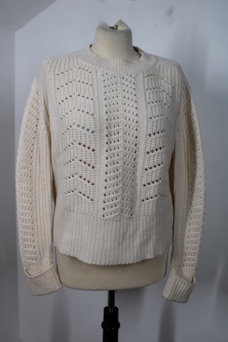 Aqua M Ivory 100% Cashmere Cuffed Eyelet Knit Sweater - 第 1/7 張圖片