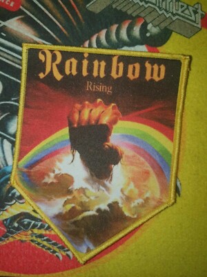 Rainbow Shield Patch Gold Border Heavy Metal Judas Priest Battle Jacket Venom 77