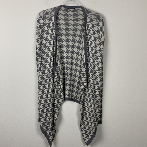Staccato Houndstooth Stitch Fix Open Front Sweater Women's size M/L Gray Beige