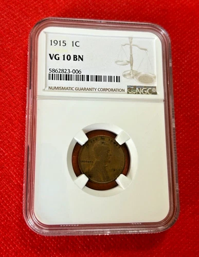 1915 ONE CENT NGC VG 10 BN US COIN