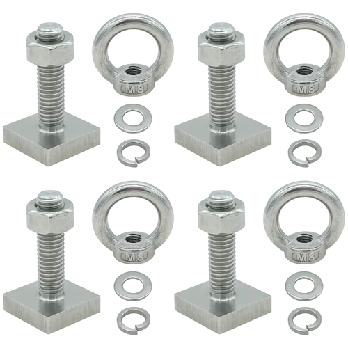 4 Count T-Bolts for Roof Rack, M8 Female Thread Lifting Eye Nut with T-Slot Bolt - Picture 11 of 12