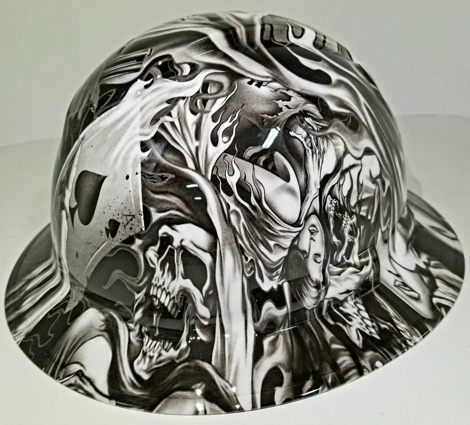 Sombrero duro ala completa personalizado hidro sumergido, NUEVO blanco y negro ACE OF SKULLS  Foto 4 de 4