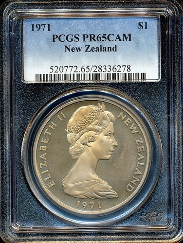 New Zealand 1971 One Dollar $1 (Crowned shield) - PCGS PR65CAM