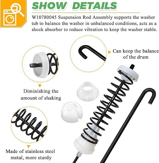 4Washer Suspension Rod Kit For Amana NTW4605EW0 NTW4516FW1 NTW4516FW2 NTW4516FW3 eBay