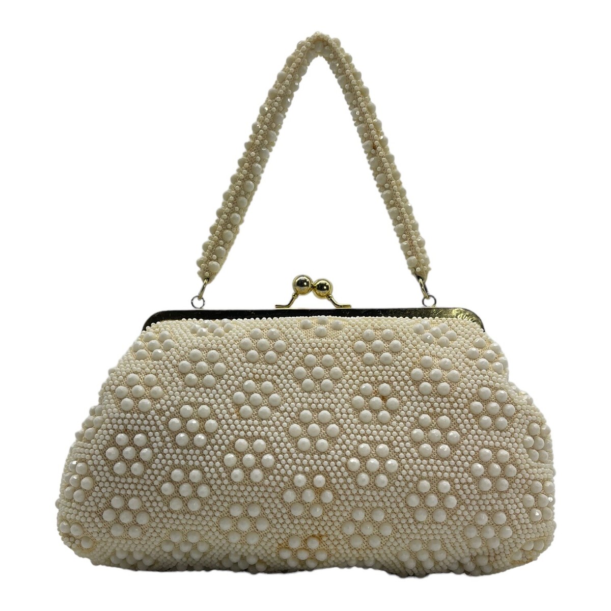 Vintage 60s MR JONAS Candy Dot Beaded Handbag Top Handle Satchel