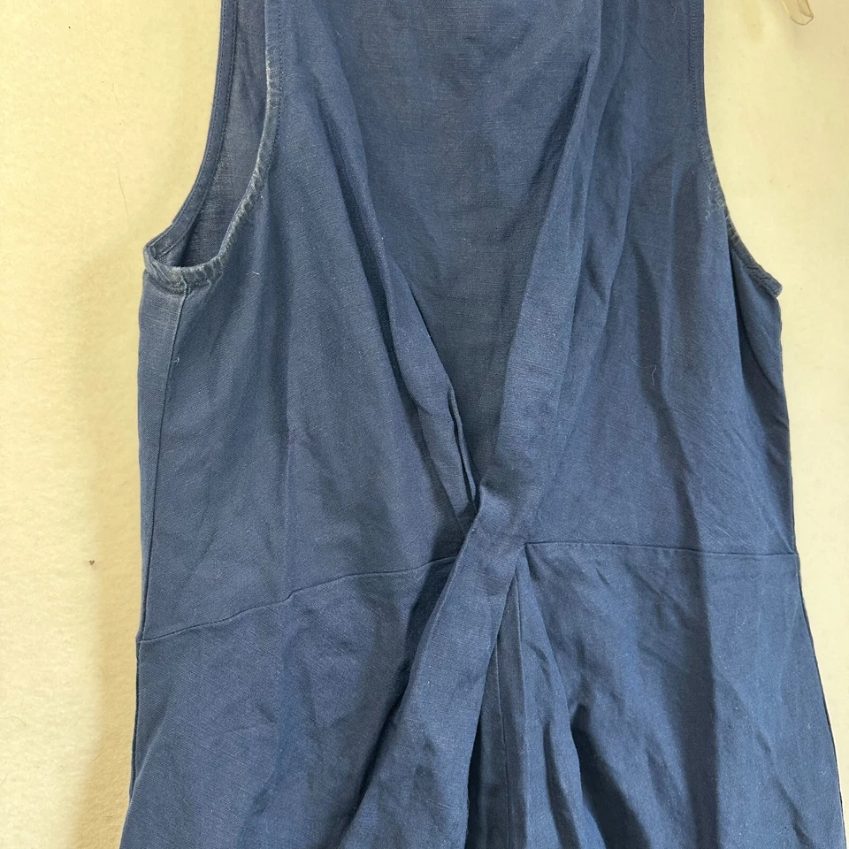 LOFT dress Women’s 14 Navy Blue Linen Blend Twist  sleeveless  lagenlook - Image 4 of 4