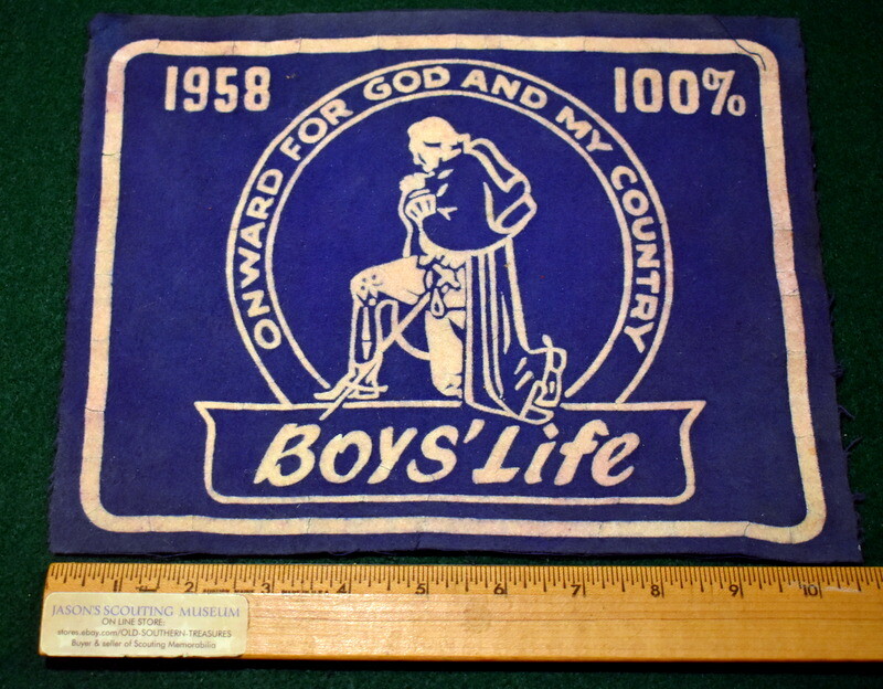 VINTAGE BOY SCOUT FELT 1958 100 BOYS' LIFE 8 1/4 x 11" WELL