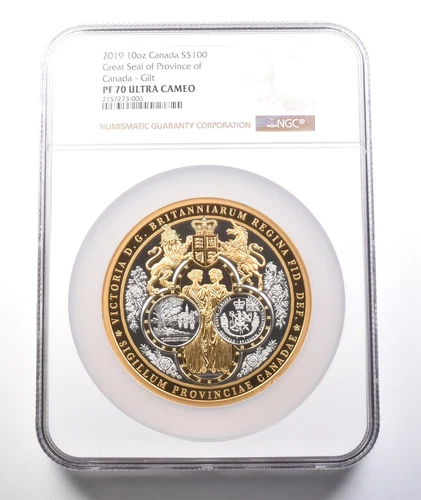 2019 Canada $100 Silver Gilt Great Seal Province Of Canada PF70 UCAM NGC *3776