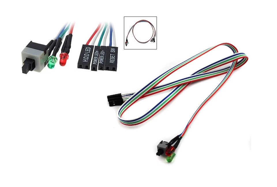 INTERRUTTORE RESET ATX pc + cavo led HDD alimentazione power scheda madre case