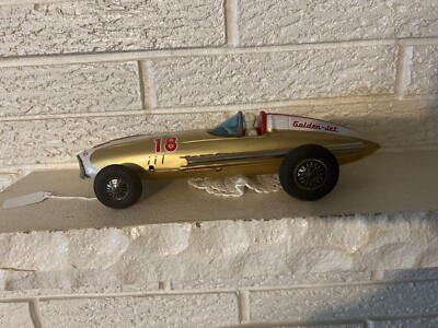 VINTAGE TIN GOLDEN-JET RACER CAR #18 BANDAI MADE IN JAPAN w